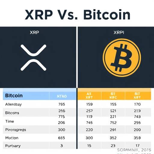 Comparison chart summarizing key differences between XRP and Bitcoin