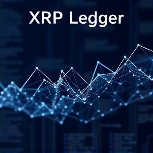 Visualization of the XRP Ledger blockchain, showing transaction confirmations and validator nodes.